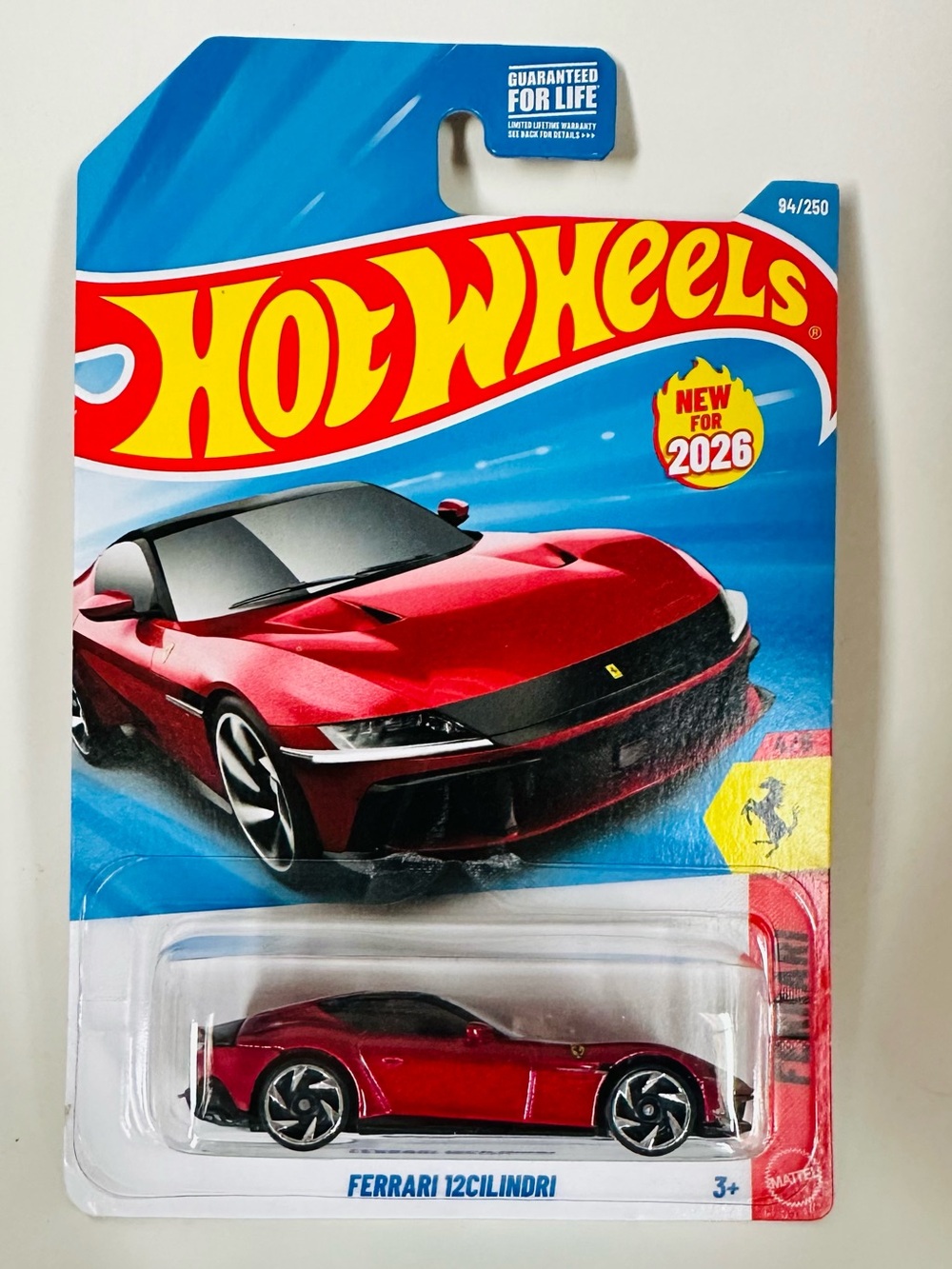 Mattel Hot Wheels Ferrari 12Cilindri Red and Black Toy Car